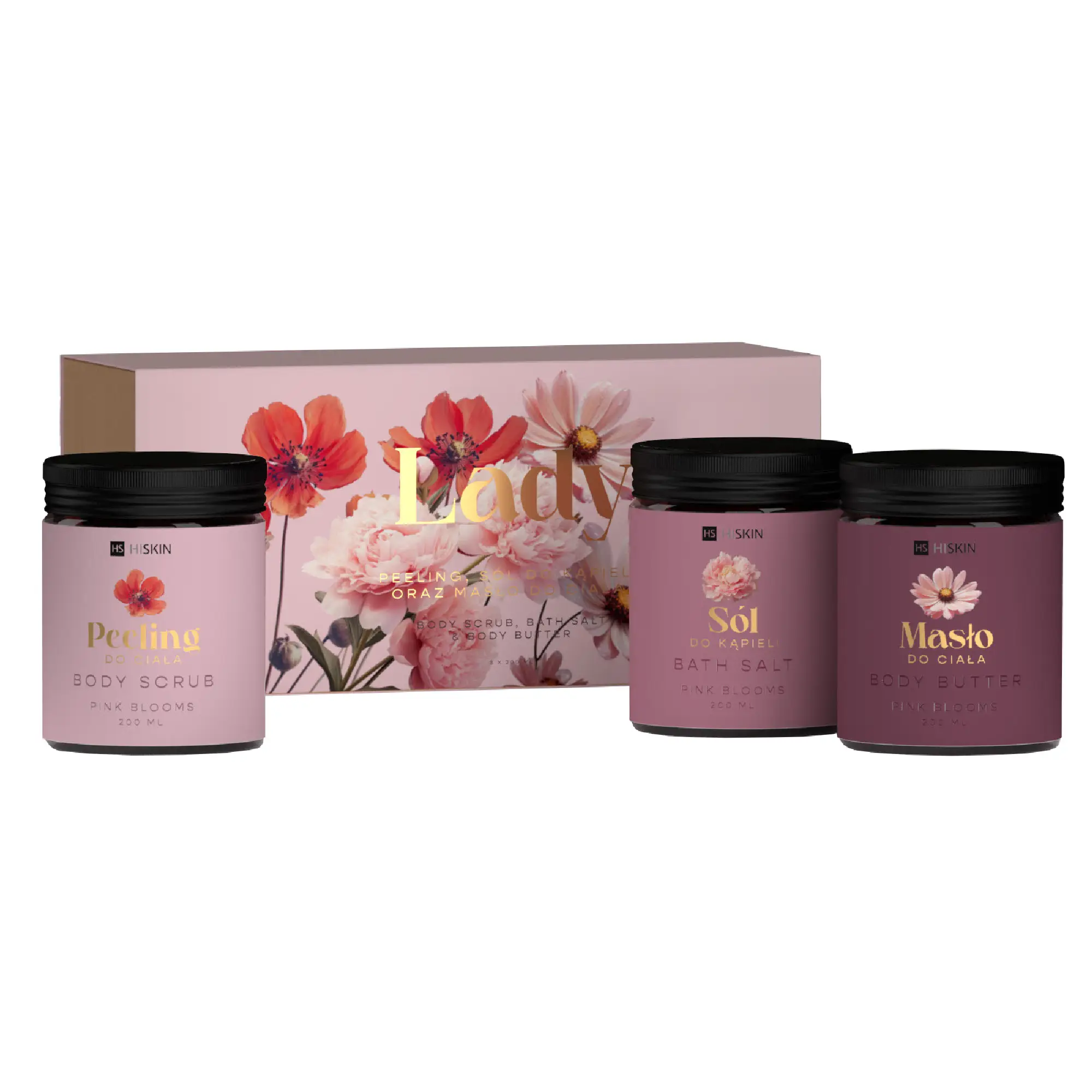 Hiskin zestaw Lady Peonia peeling 200 ml, sól 200 ml, masło, 200 ml zdjęcie