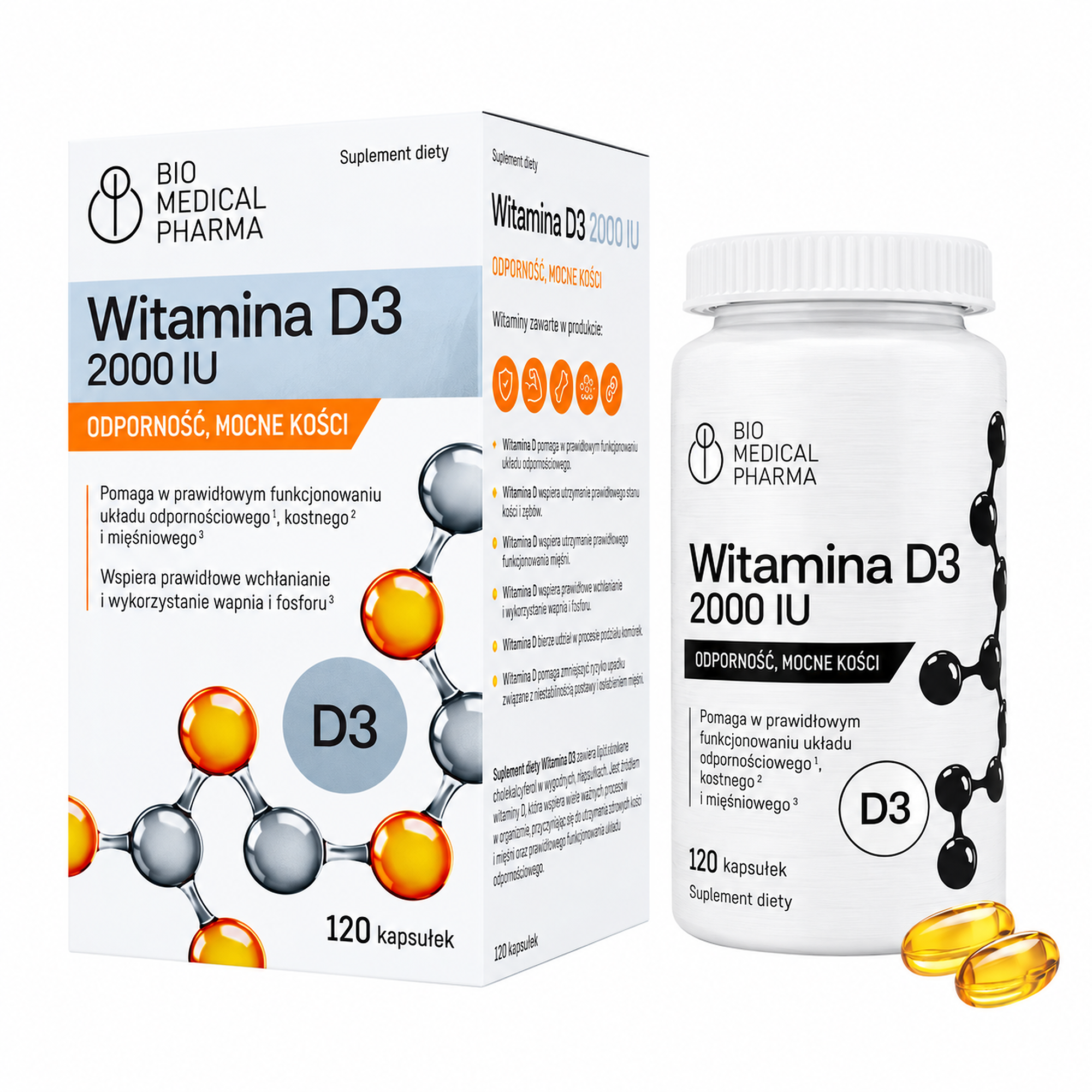 Bio Medical Pharma Witamina D3 2000 IU, 120 kapsułek zdjęcie