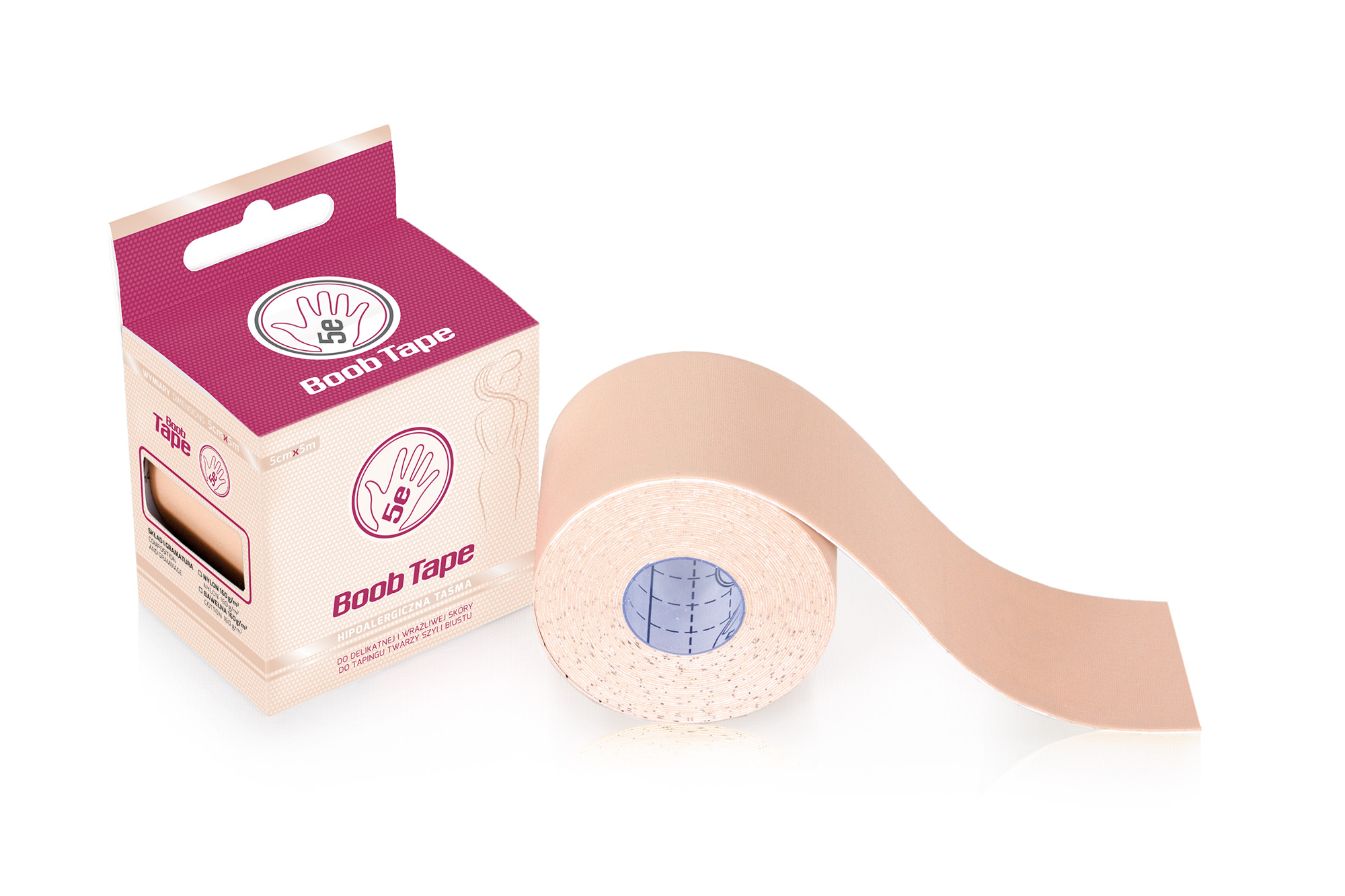 Taśma kinezjologiczna Boob tape nylonowa w kolorze beżowym, 1 sztuka zdjęcie