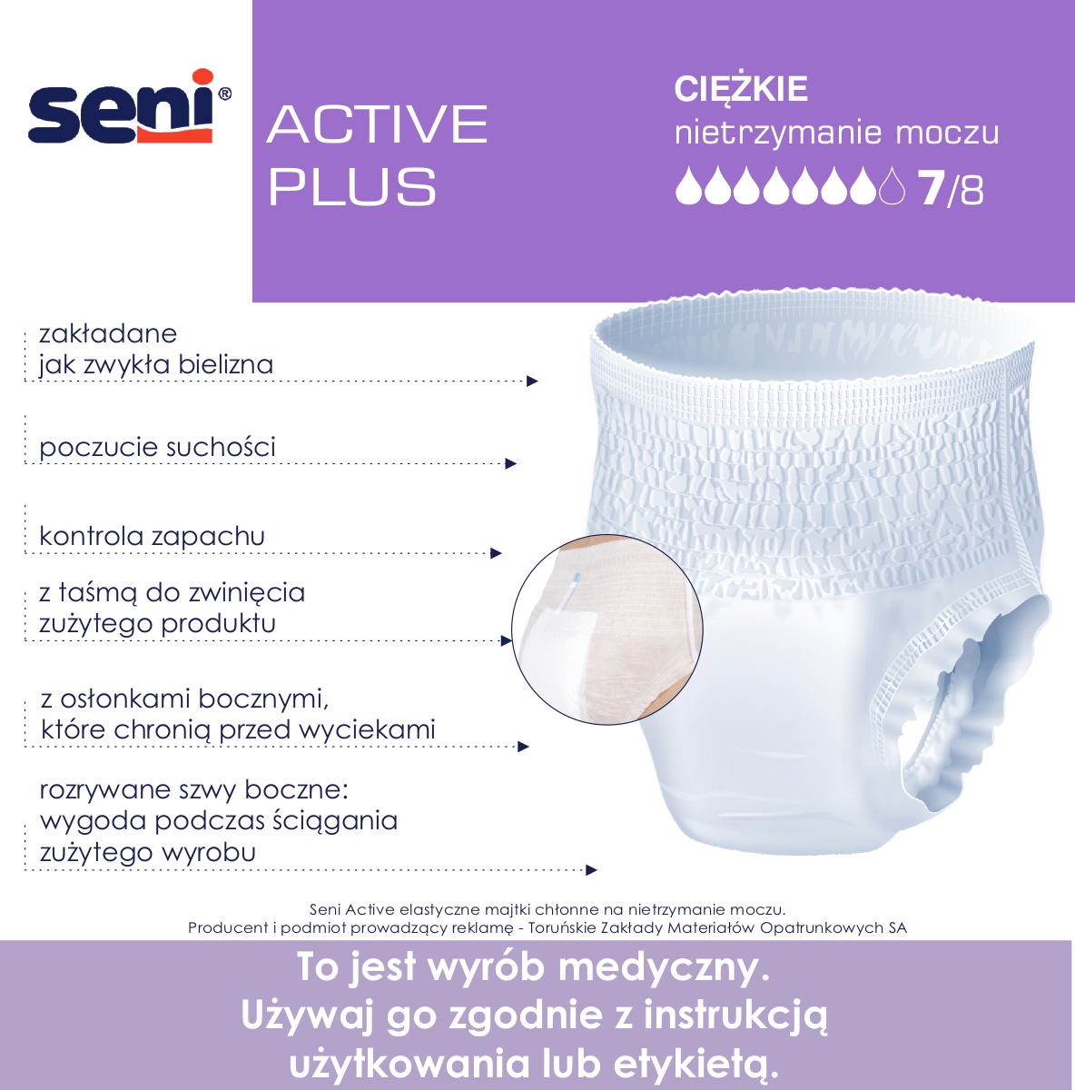 Seni Active Plus Large L Elastyczne majtki chłonne, 10 sztuk