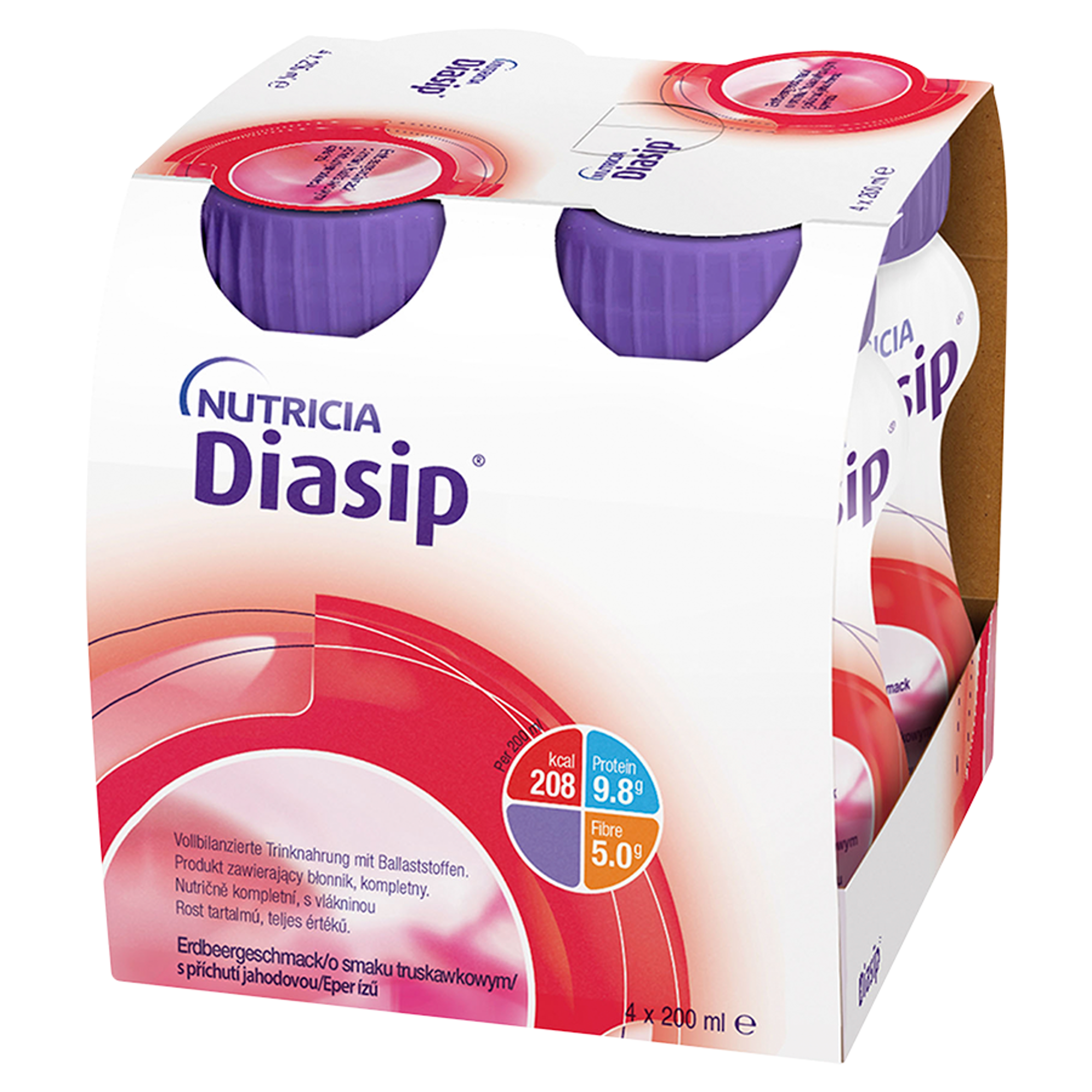 Nutricia Diasip o smaku truskawkowym, 4 x 200 ml zdjęcie