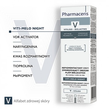 PHARMACERIS V VITI-MELO NIGHT Krem repigmentacyjny zmniejszający obszar plam bielaczych - 40 ml 