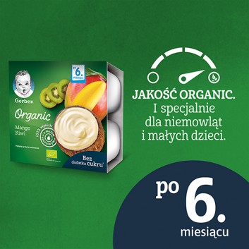 Gerber Organic Deserek 100% wegański z musem kokosowym mango, kiwi dla niemowląt po 6. miesiącu - 360 g