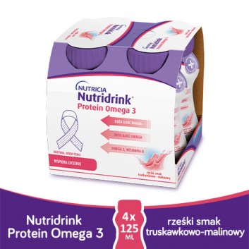 Nutridrink Protein Omega 3 smak truskawka-malina 4 x 125 ml