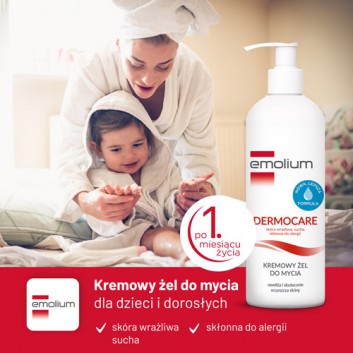 Emolium Dermocare, kremowy żel do mycia do skóry wrażliwej, suchej, skłonnej do alergii, 400 ml