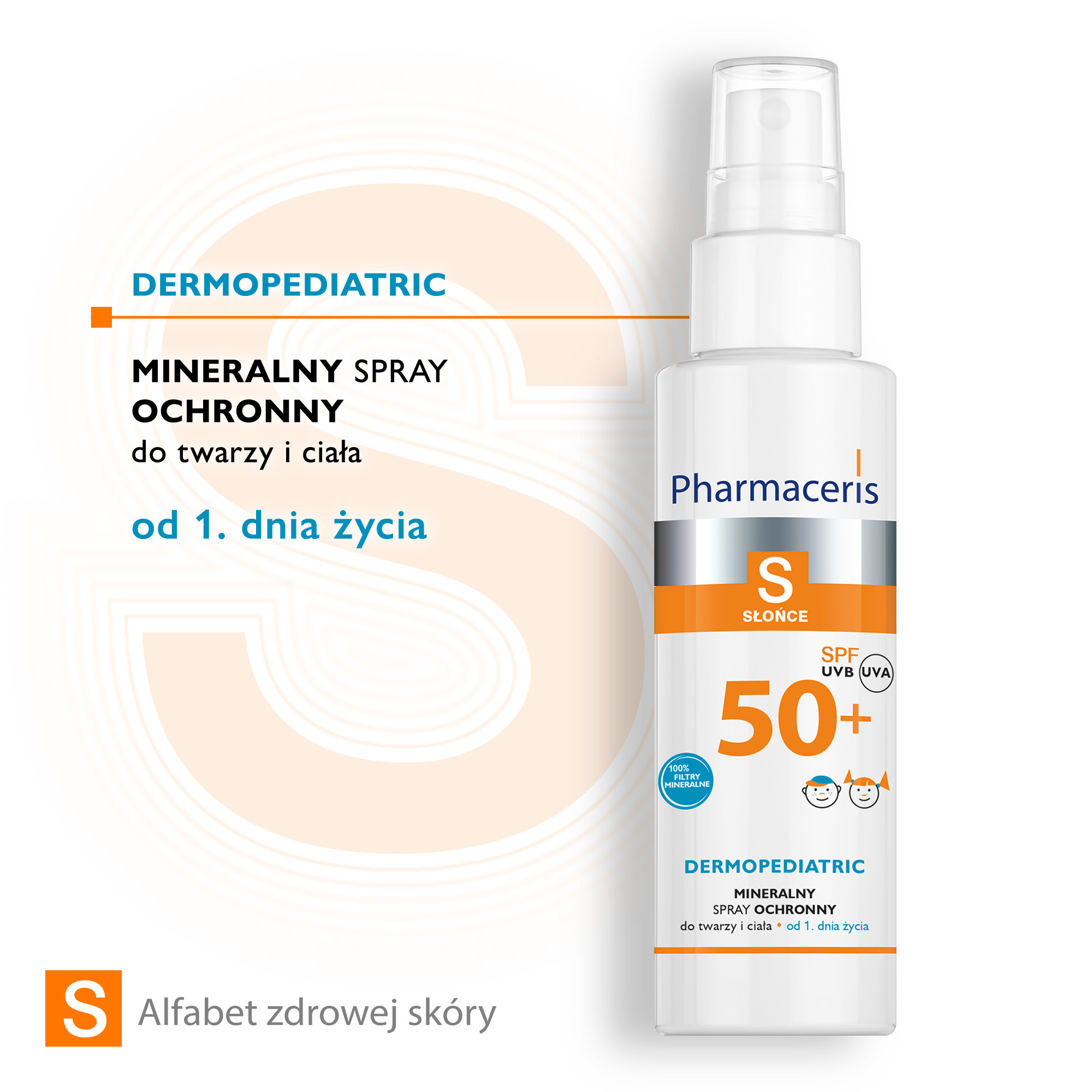 Pharmaceris S, mineralny spray ochronny do twarzy i ciała, SPF 50+ 100 ml