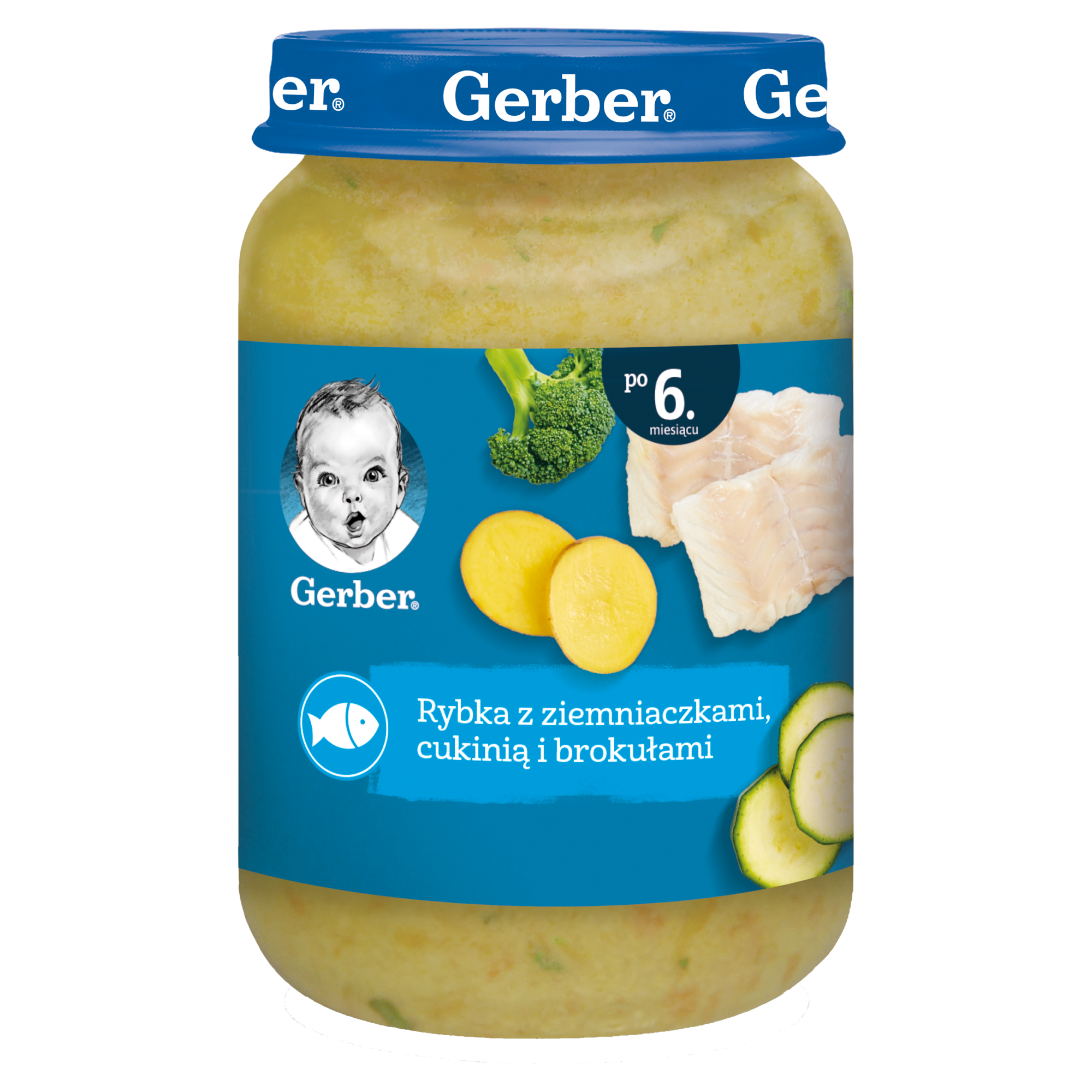 GERBER Obiadek rybka z ziemniaczkami cukinią i brokułami po 6 miesiącu - 190 g zdjęcie
