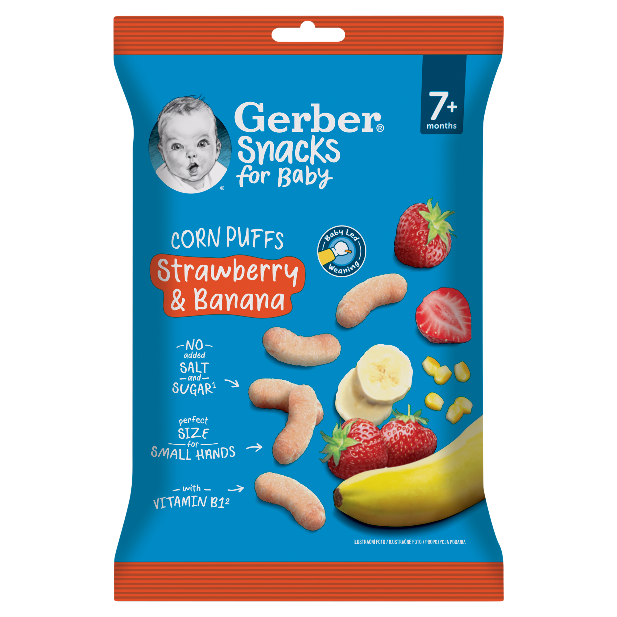 Gerber Chrupeczki kukurydziane bananowo-truskawkowe po 7. miesiącu, 28 g zdjęcie
