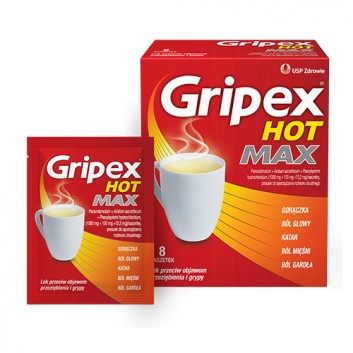 Gripex Hot Max, proszek do sporządzania roztworu doustnego, 8 saszetek