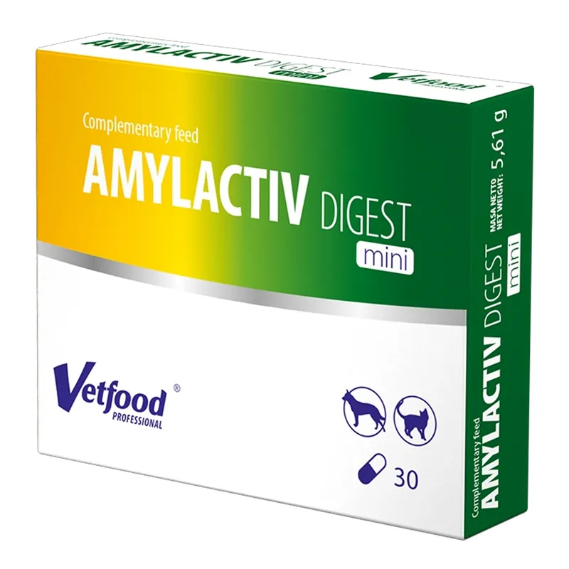 Vetfood Amylactiv Digest Mini Karma uzupełniająca dla psów i kotów, 30 kapsułek