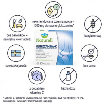NATURELL Glukozamina + C, na stawy, 100 tabl., cena, opinie, właściwości