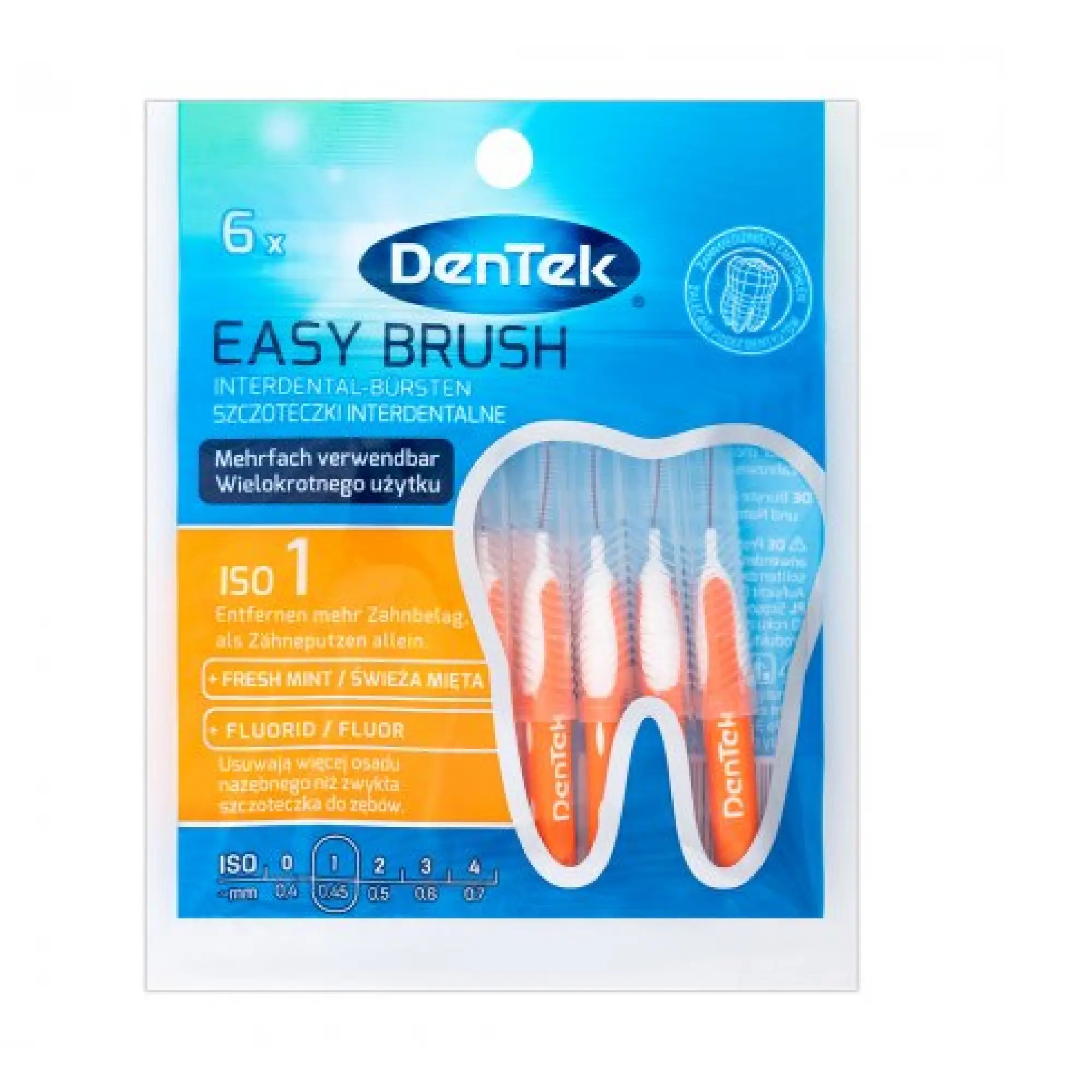 Dentek, Easy Brush, szczoteczki międzyzębowe, rozmiar 1 (0,45 mm), 6 sztuk zdjęcie
