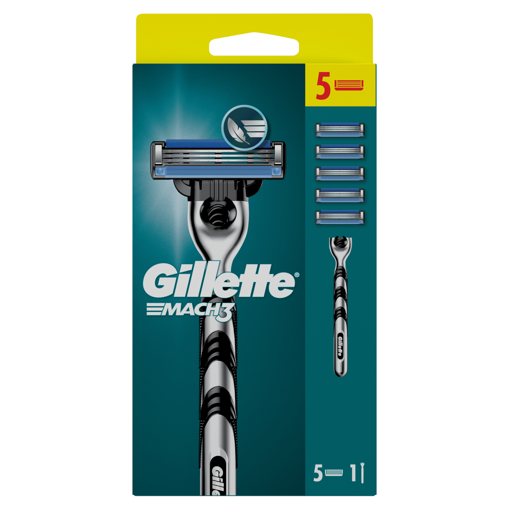 Gillette Mach3 Maszynka do golenia dla mężczyzn, 1 sztuka, 5 ostrzy wymiennych zdjęcie