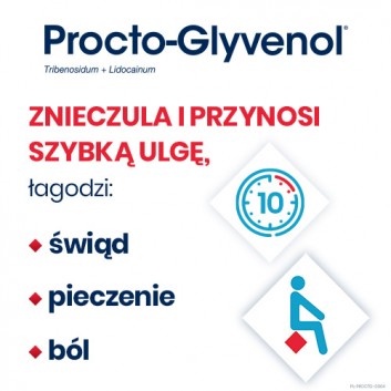 Procto-Glyvenol, 400 mg + 40 mg, czopki doodbytnicze, 10 sztuk