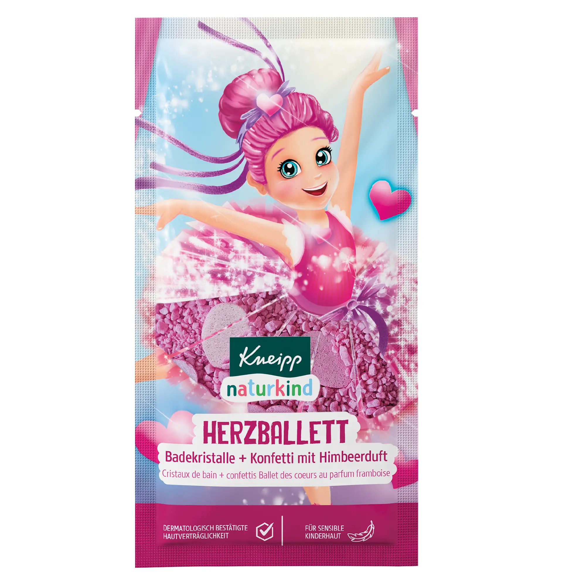 Kneipp naturkind Sól + Konfetti do kąpieli Balet Serc o zapachu malin, 40 g zdjęcie