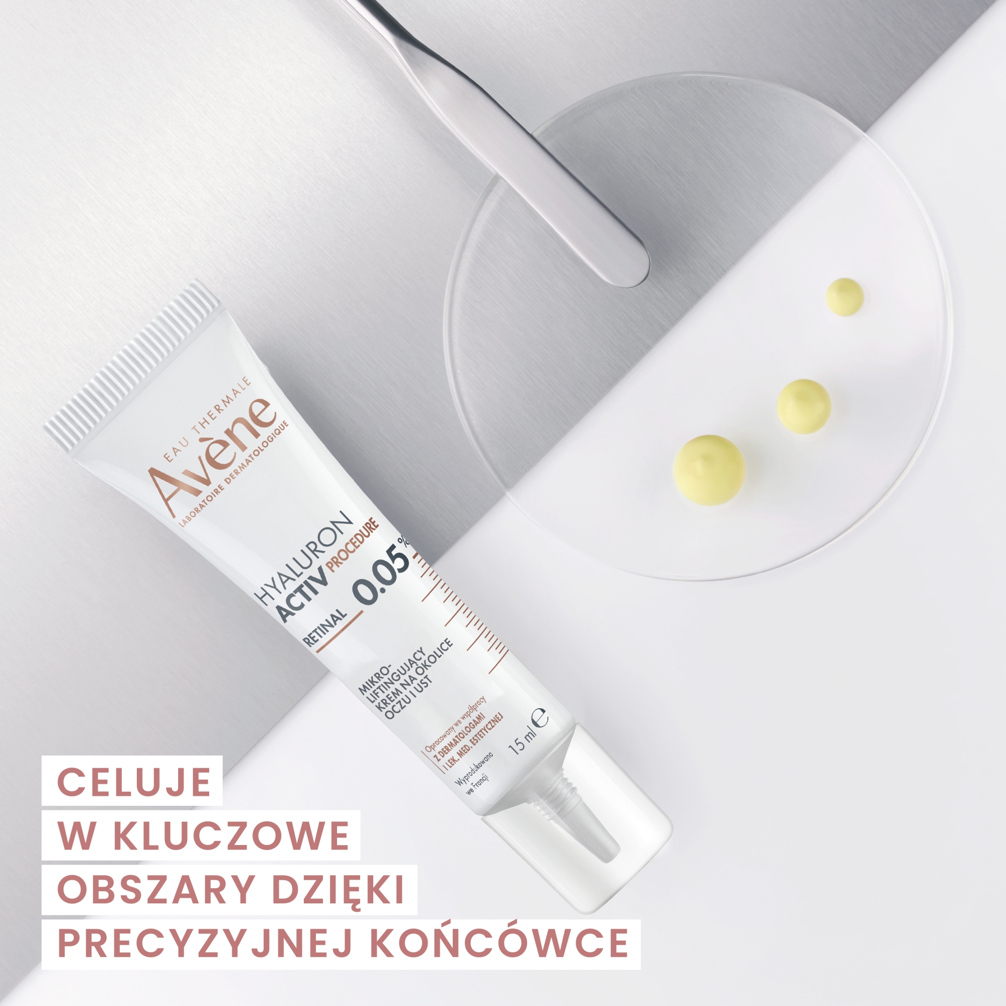 Avene Hyaluron Activ Procedure Mikro, liftingujący krem pod oczy i na zmarszczki wokół ust, 15 ml