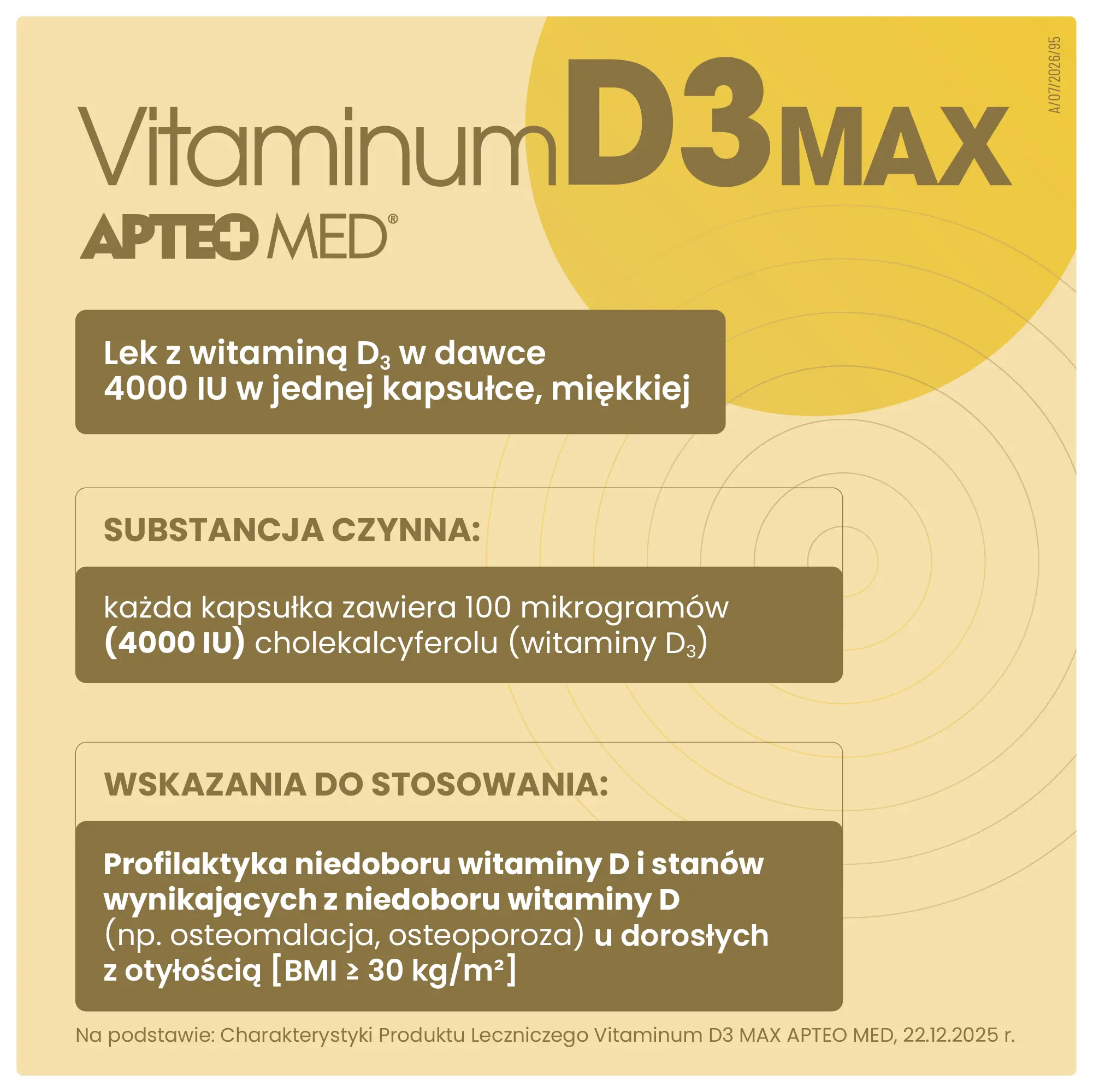 Vitaminum D3 MAX APTEO MED 4000 IU, 60 kapsułek