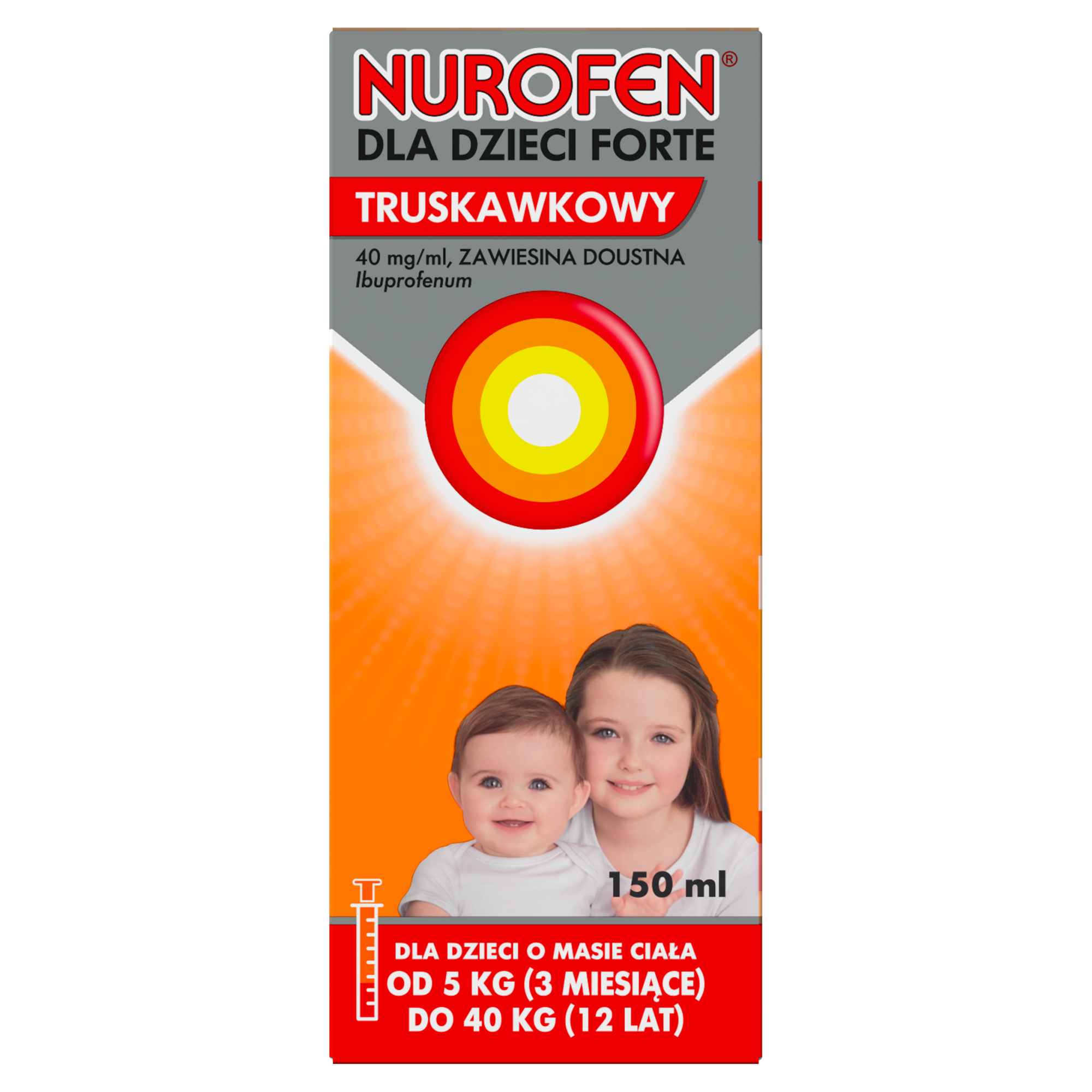 Nurofen dla dzieci Forte 40 mg/ml zawiesina o smaku truskawkowym 150 ml zdjęcie