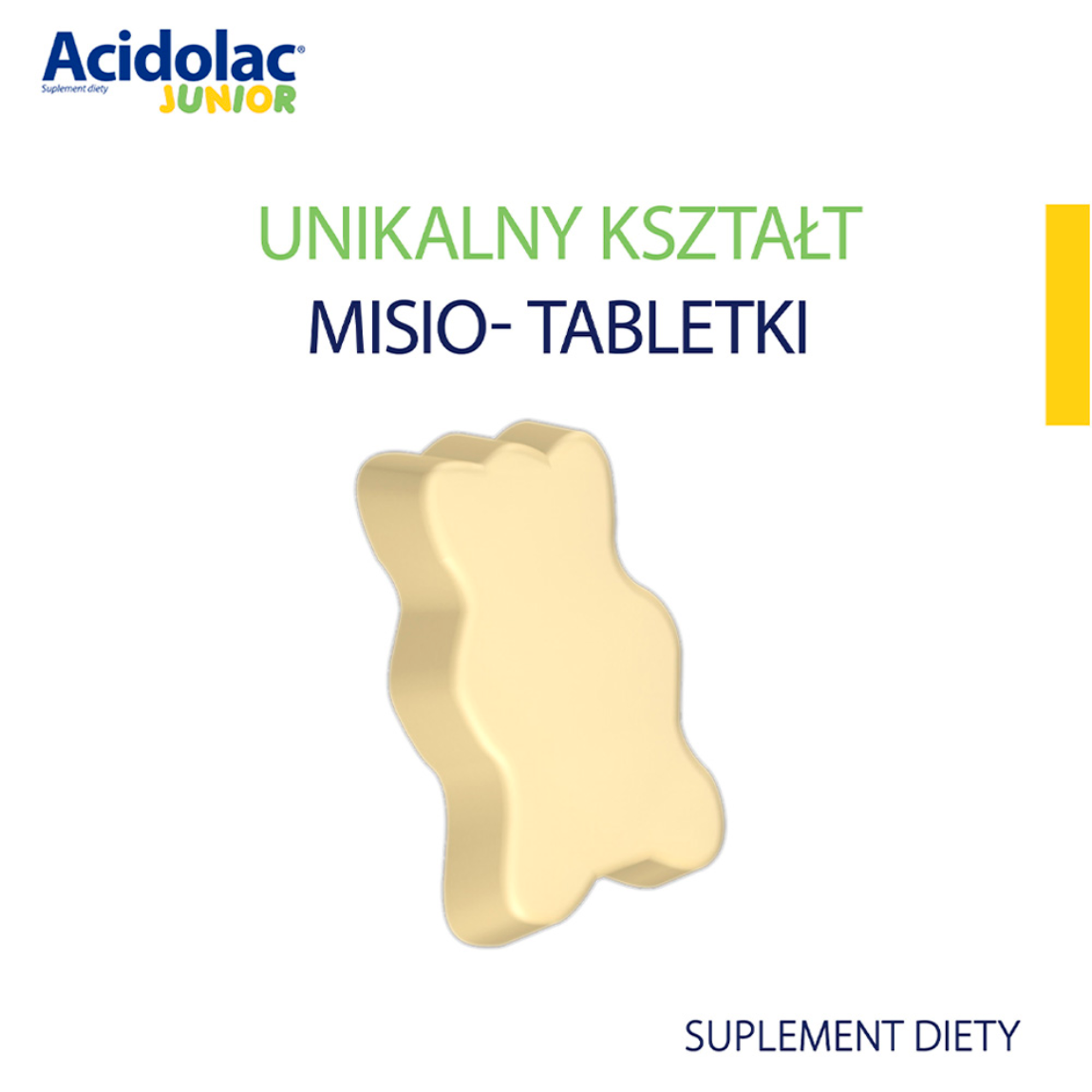 Acidolac Junior o smaku białej czekolady 20 misio-tabletek
