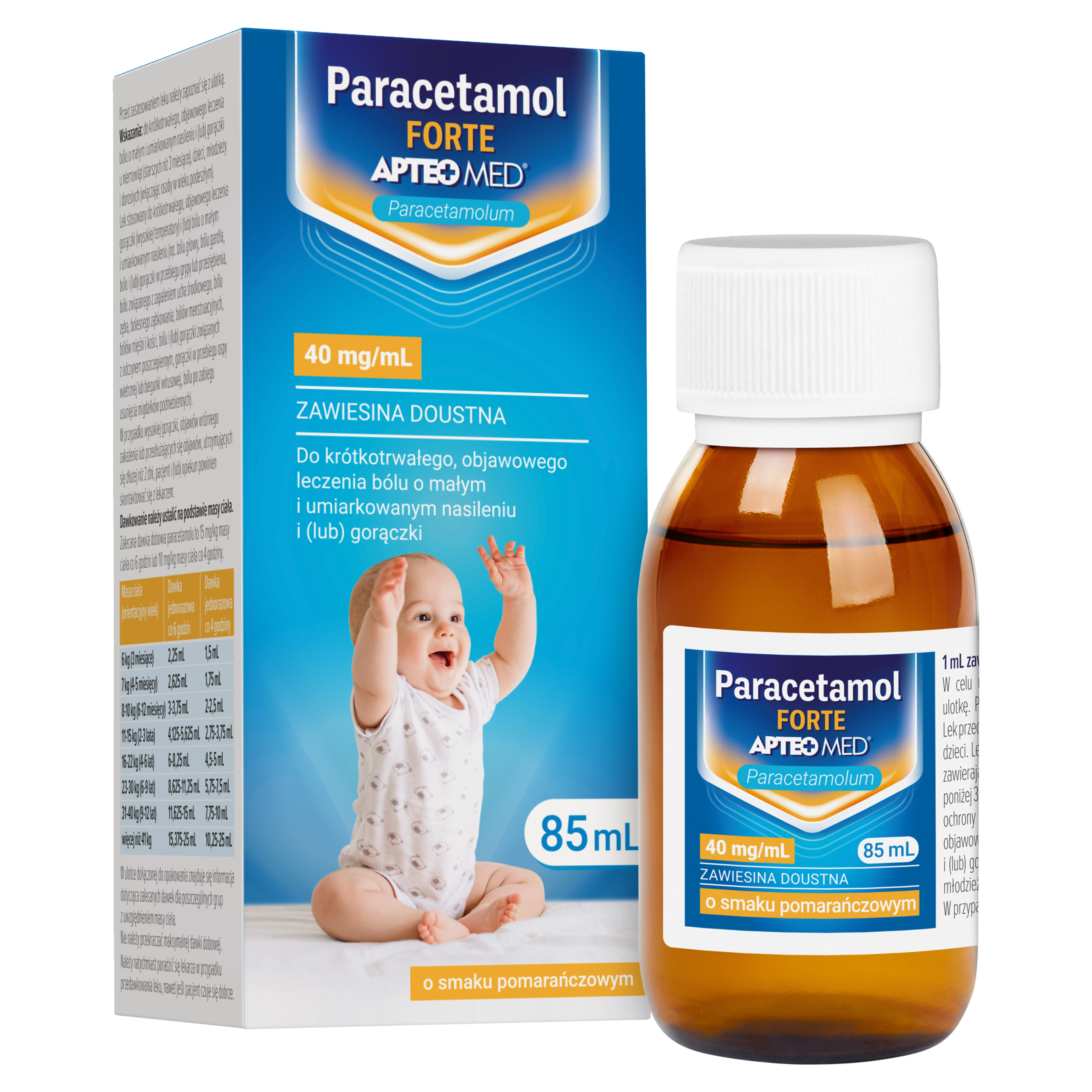 Paracetamol Forte Apteo Med 40mg/ml zawiesina doustna o smaku pomarańczowym 85 ml zdjęcie