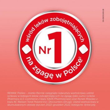 Rennie Antiacidum o smaku miętowym, na zgagę, refluks i niestrawność, 24 tabletki do ssania