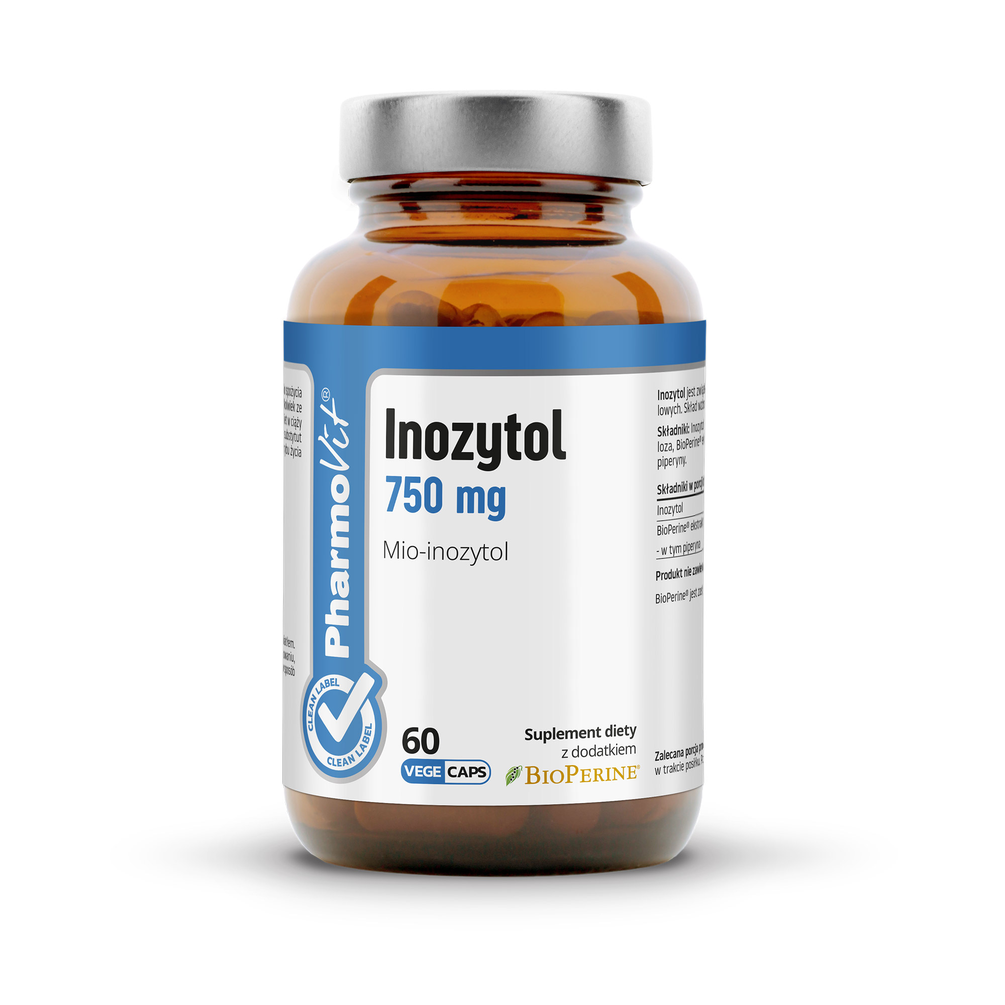PharmoVit Inozytol 750 mg Mio-inozytol, 60 kapsułek zdjęcie