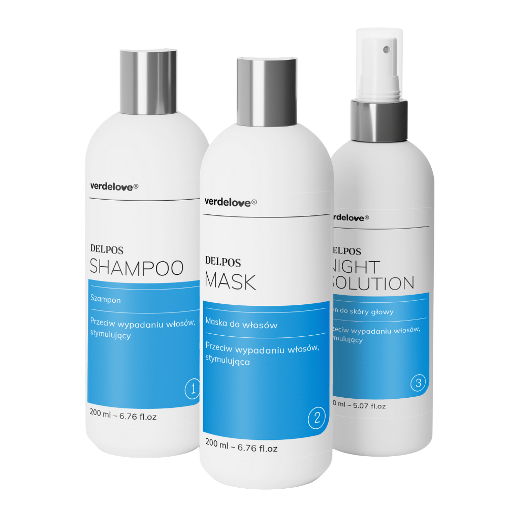 Verdelove Delpos Anti Hair Loss, płyn, 150 ml + szampon, 200 ml + maska, 200 ml [ZESTAW] zdjęcie