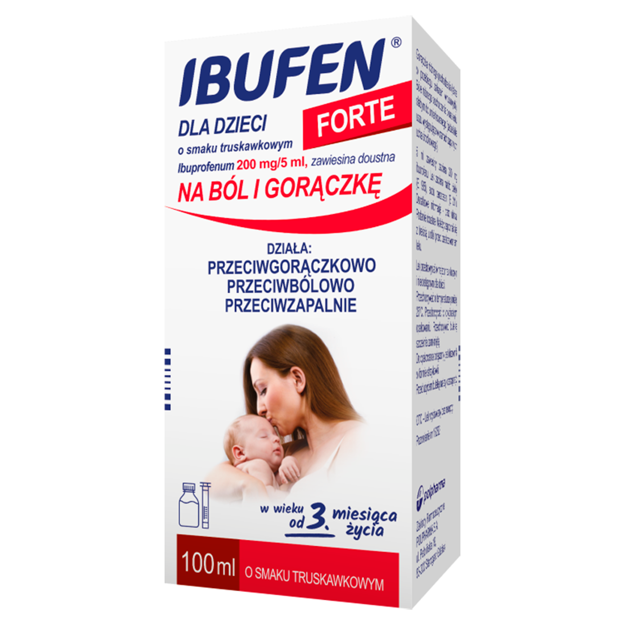 Ibufen dla dzieci Forte 200mg/5ml zawiesina o smaku truskawkowym dla dzieci 3m+ 100 ml zdjęcie