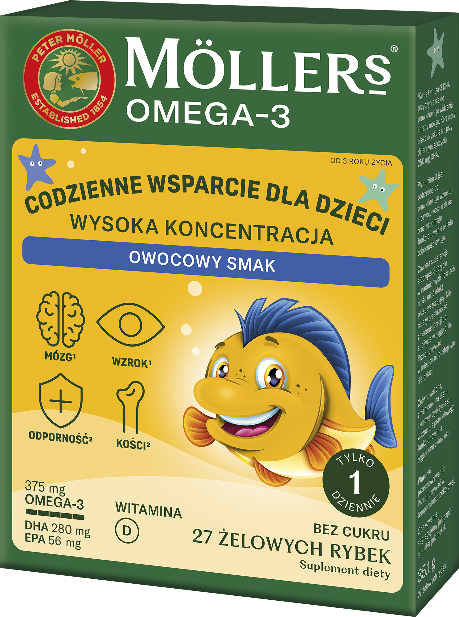 Moller’s Omega-3 Rybki Wysoka koncentracja owocowy smak, 27 sztuk zdjęcie