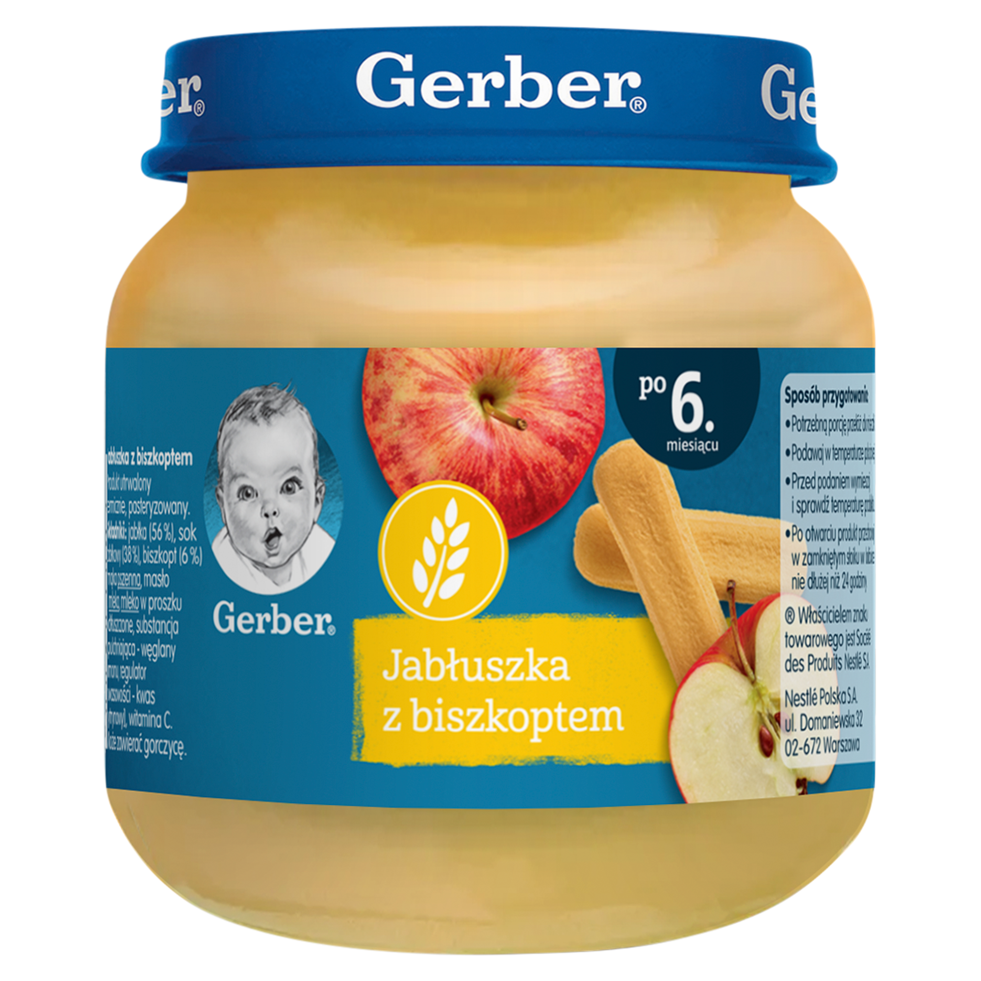 GERBER Deserek jabłuszka z biszkoptem po 6 miesiącu - 125 g zdjęcie
