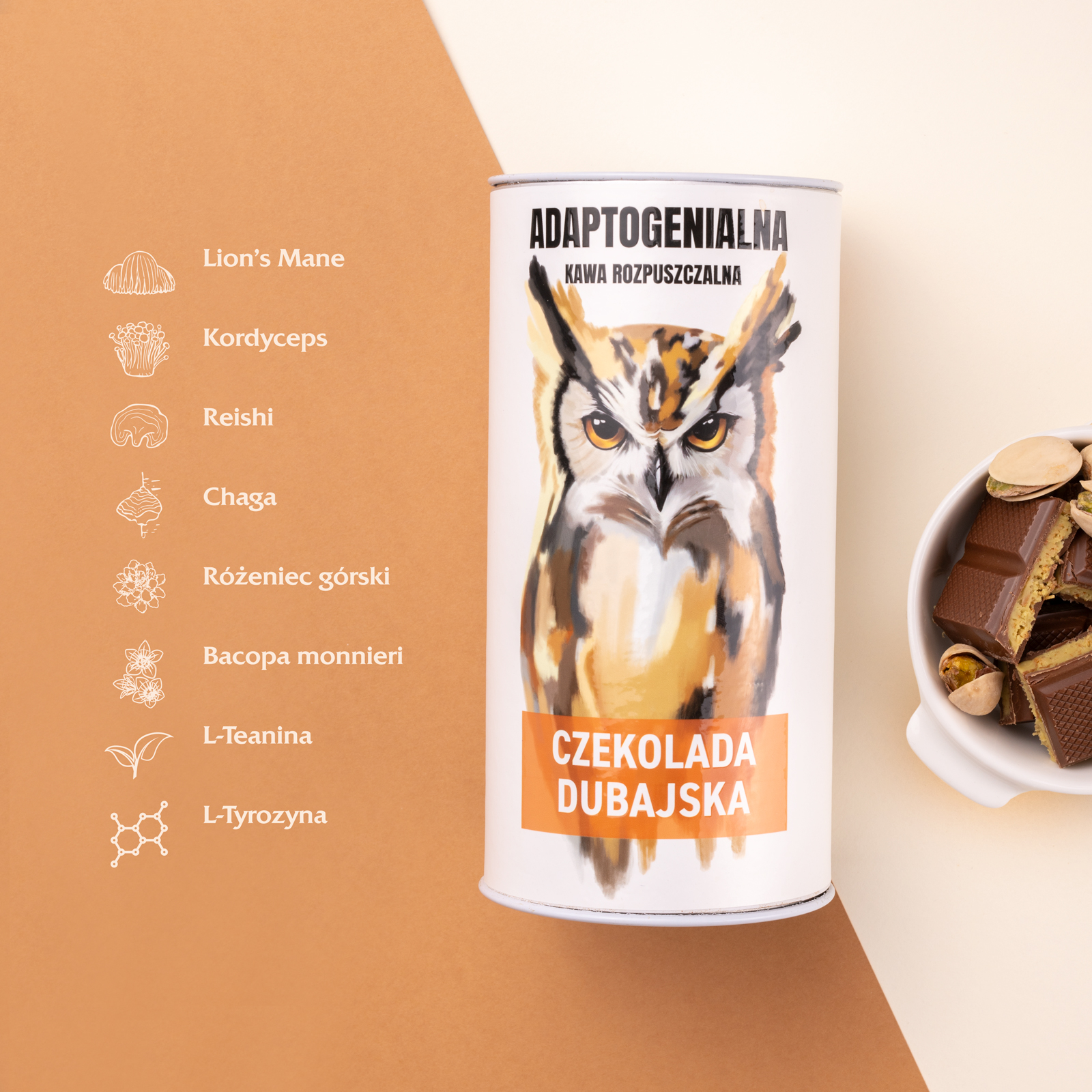 Adaptogenialna kawa rozpuszczalna czekolada dubajska, 100 g