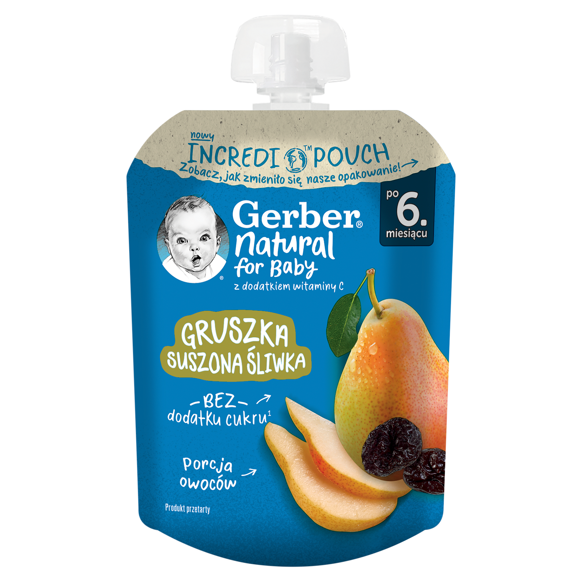Gerber Natural For Baby Deserek gruszka suszona śliwka po 6. miesiącu, 80 g zdjęcie