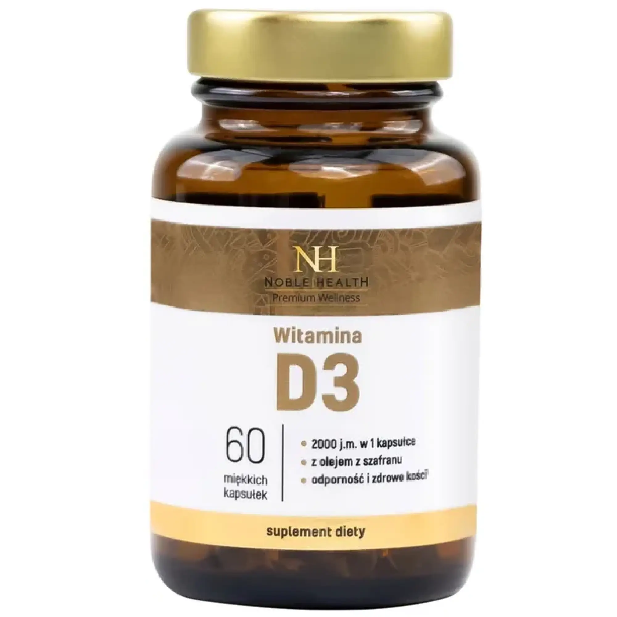 Noble Health Witamina D3 z oliwą z szafranu, kapsułki miękkie, 60 sztuk zdjęcie