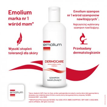 Emolium Dermocare, nawilżający szampon do włosów, 200 ml