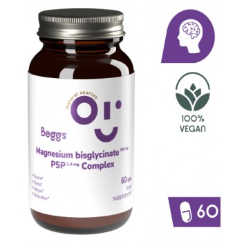 BEGGS Chelat magnezu 380 mg z witaminą B6, 60 kapsułek