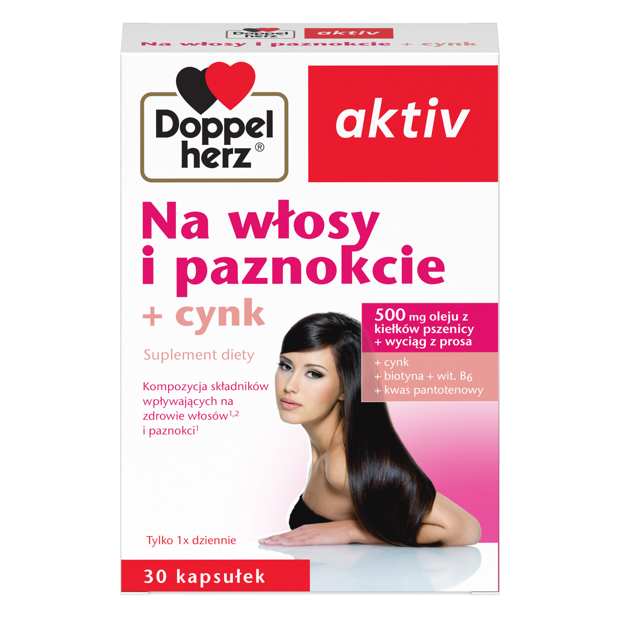 Doppelherz Aktiv Na włosy i paznokcie + cynk, 30 kaps., cena, opinie, wskazania zdjęcie