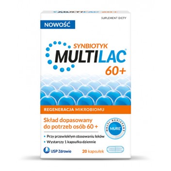 Multilac 60+, kapsułki, synbiotyk (probiotyk + prebiotyk), 20 sztuk