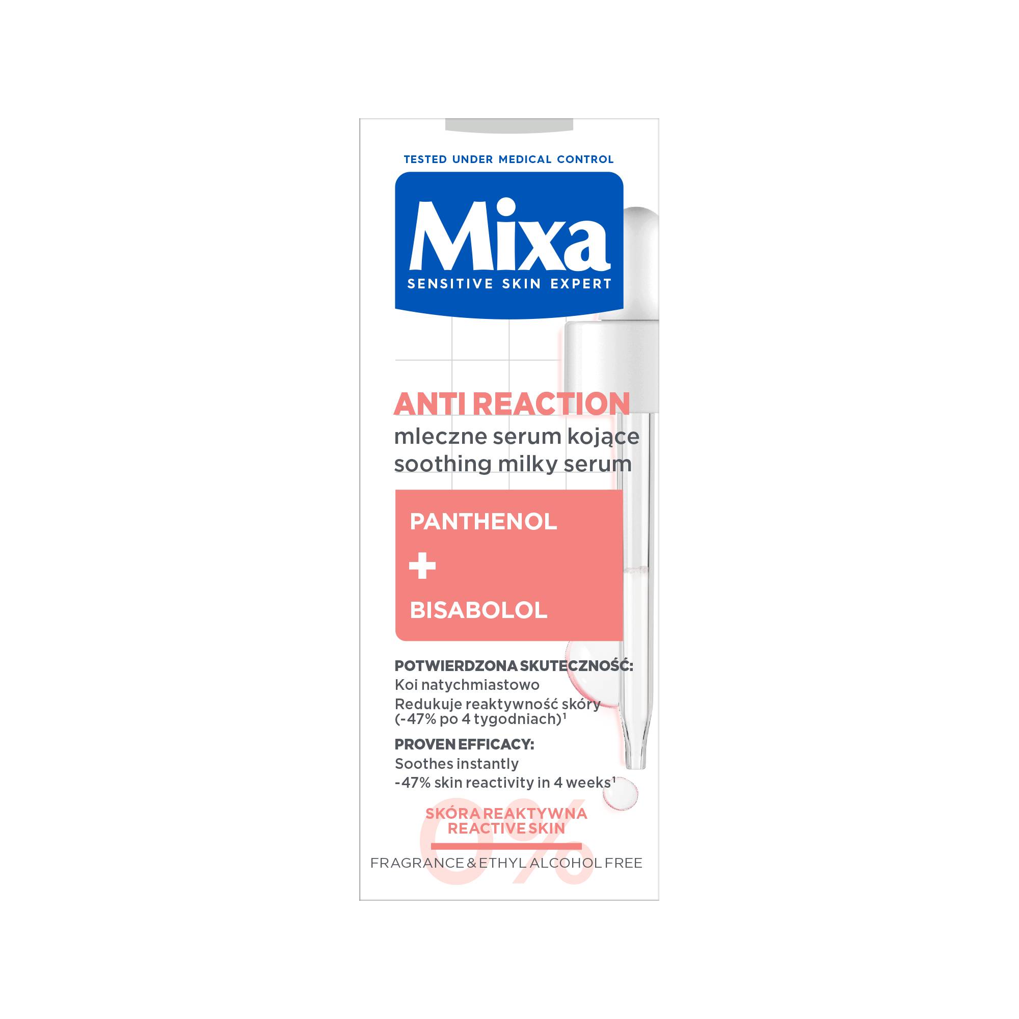 Mixa Anti Reaction Mleczne serum kojące przeciw zaczerwienieniom dla skóry reaktywnej, 30 ml