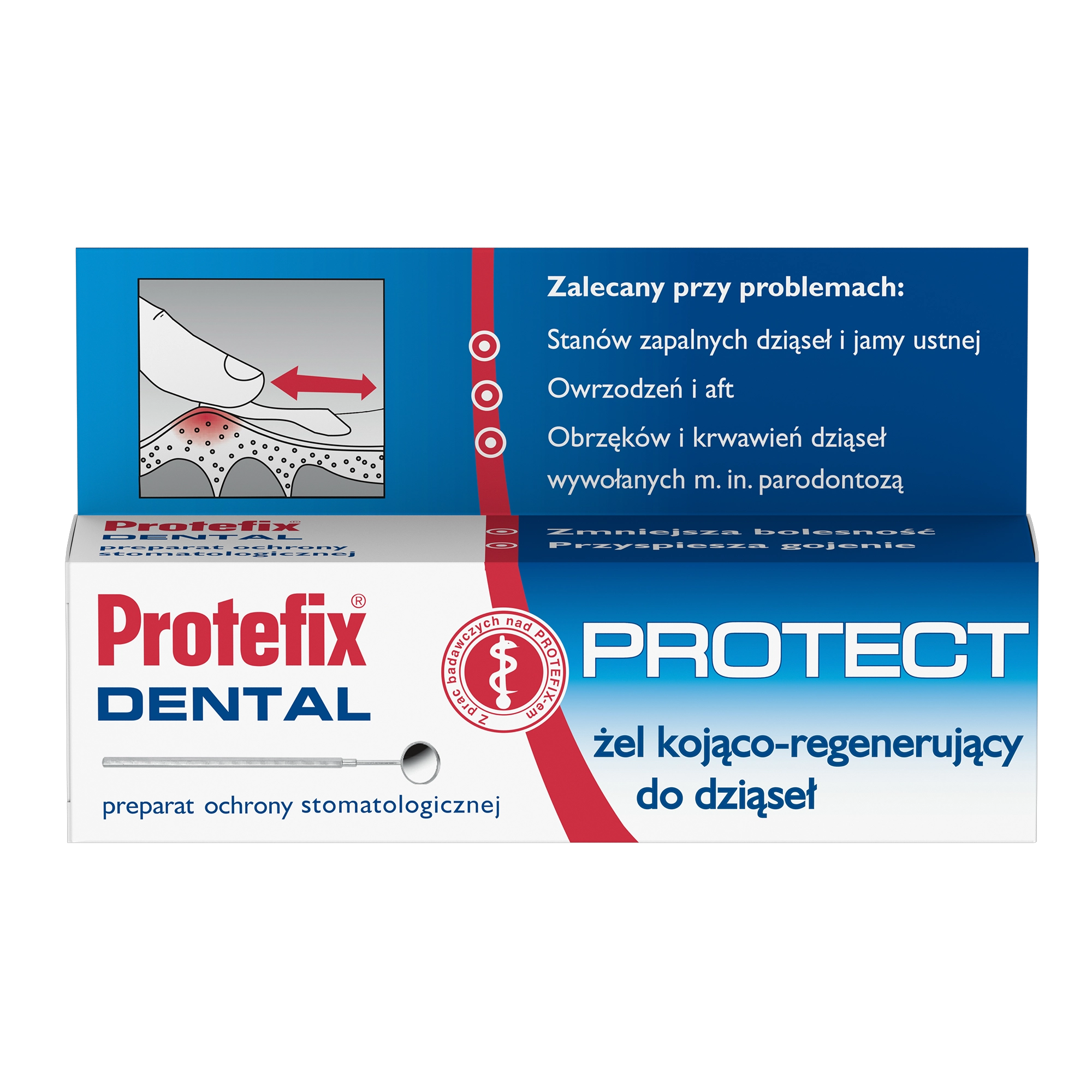 PROTEFIX DENTAL PROTECT Żel kojąco-regenerujący do dziąseł - 10 ml - cena, opinie, właściwości zdjęcie