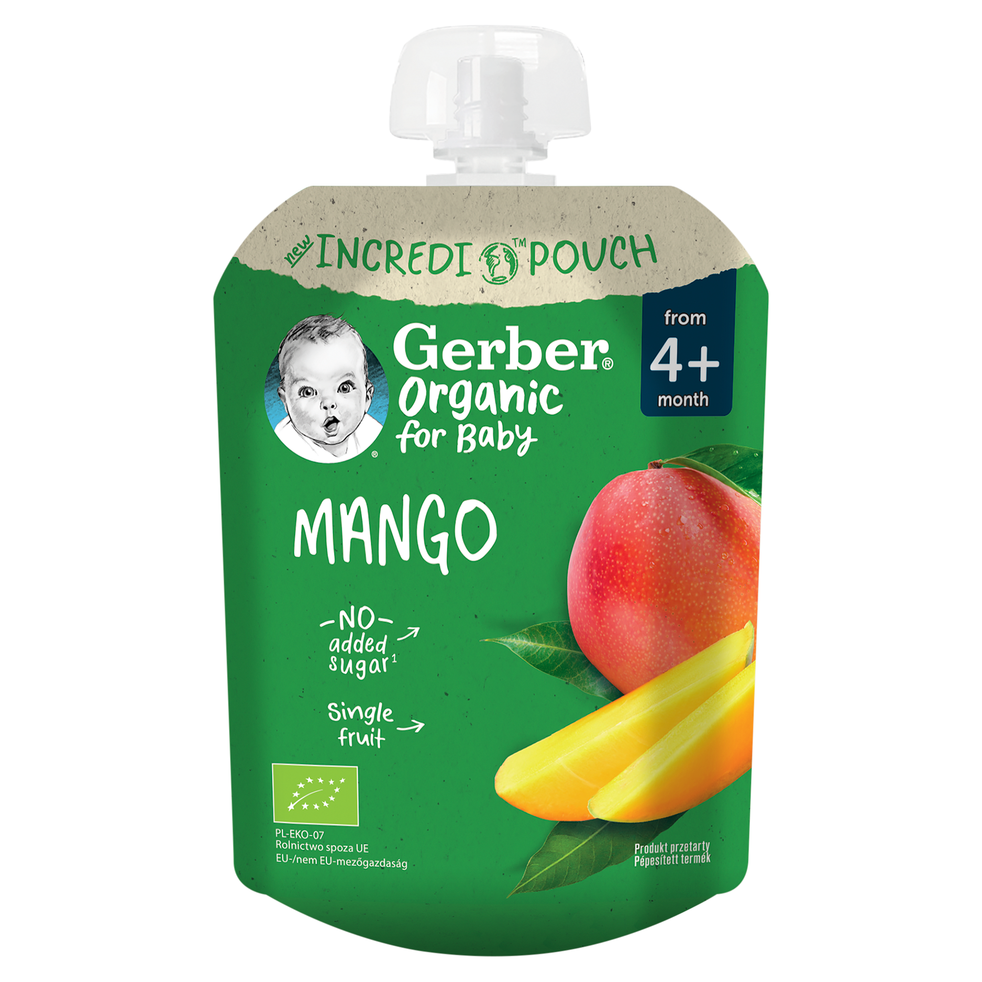 Gerber Organic Deserek w tubce Mango po 4. miesiącu, 80 g, cena, opinie, skład zdjęcie