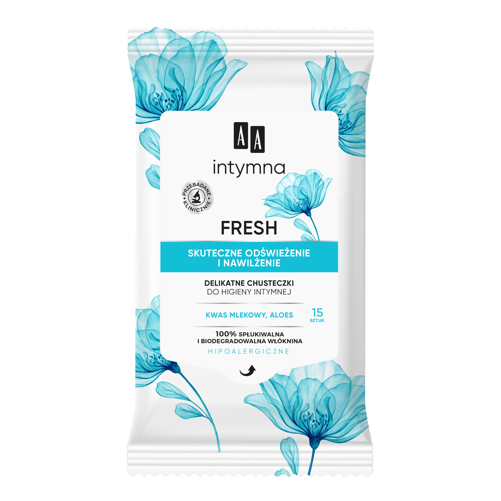 AA Intymna Fresh delikatne chusteczki do higieny intymnej 15 sztuk zdjęcie