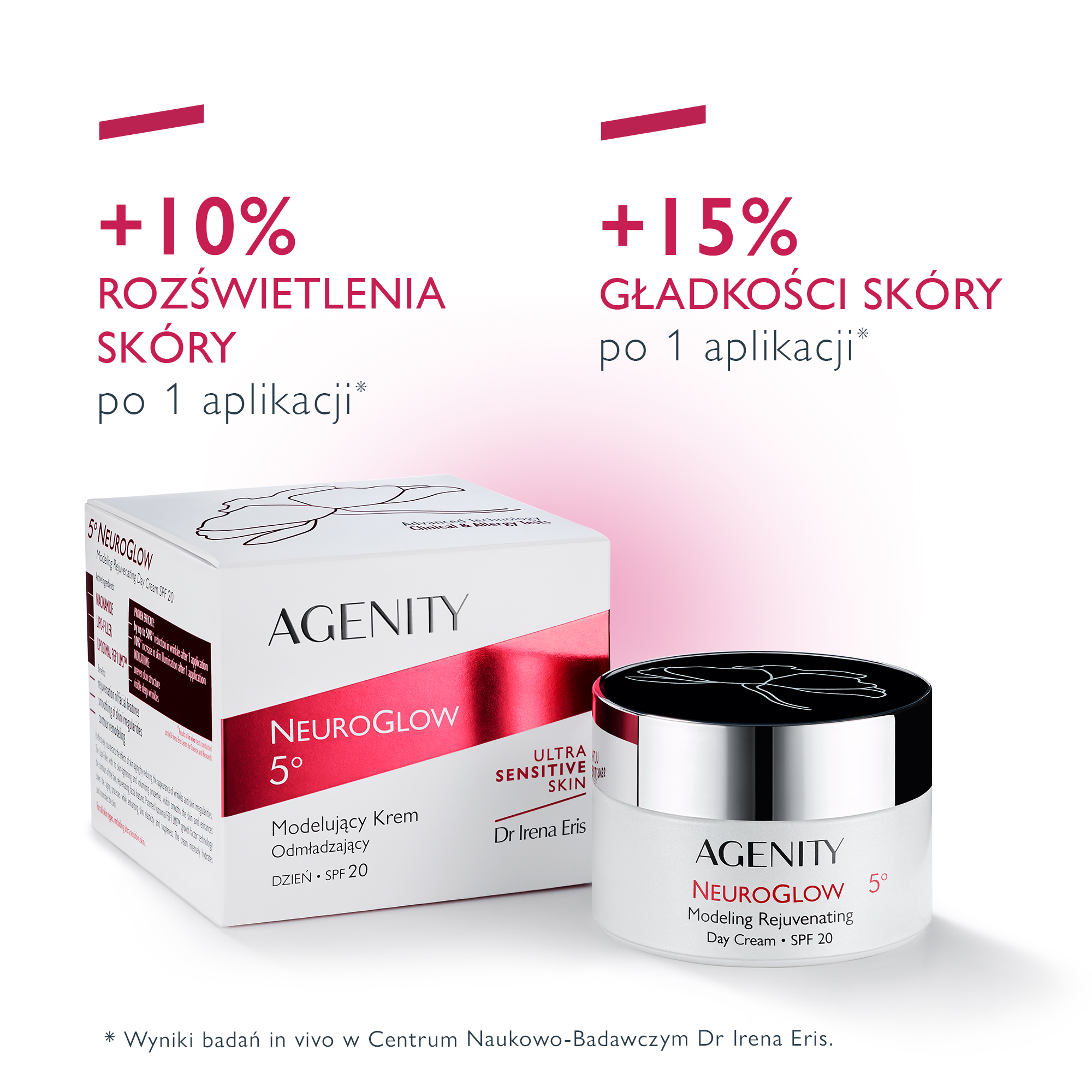 Agenity Neuroglow 5°, Krem modelujący odmładzający na dzień SPF 20, 50 ml