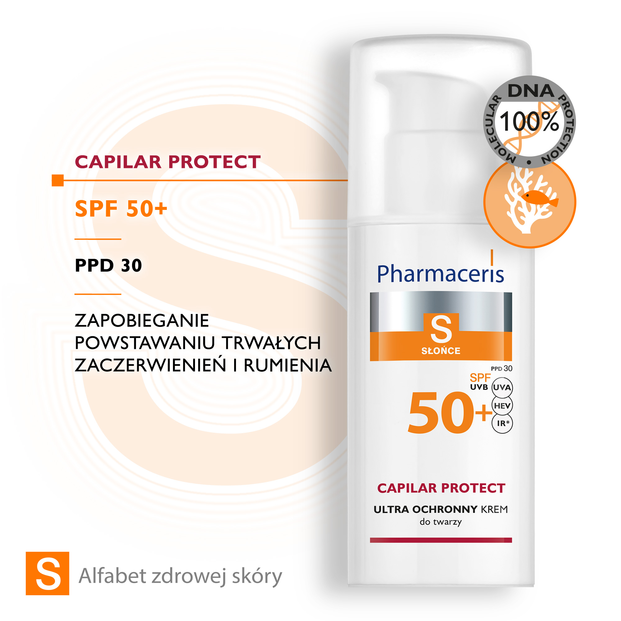 Pharmaceris S, krem ochronny na naczynka i trądzik różowaty SPF 50+, 50 ml