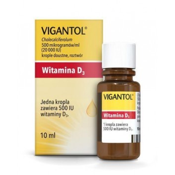 Vigantol witamina D3, Cholecalciferolum 500µg/ml 20000 IU, krople doustne 10 ml