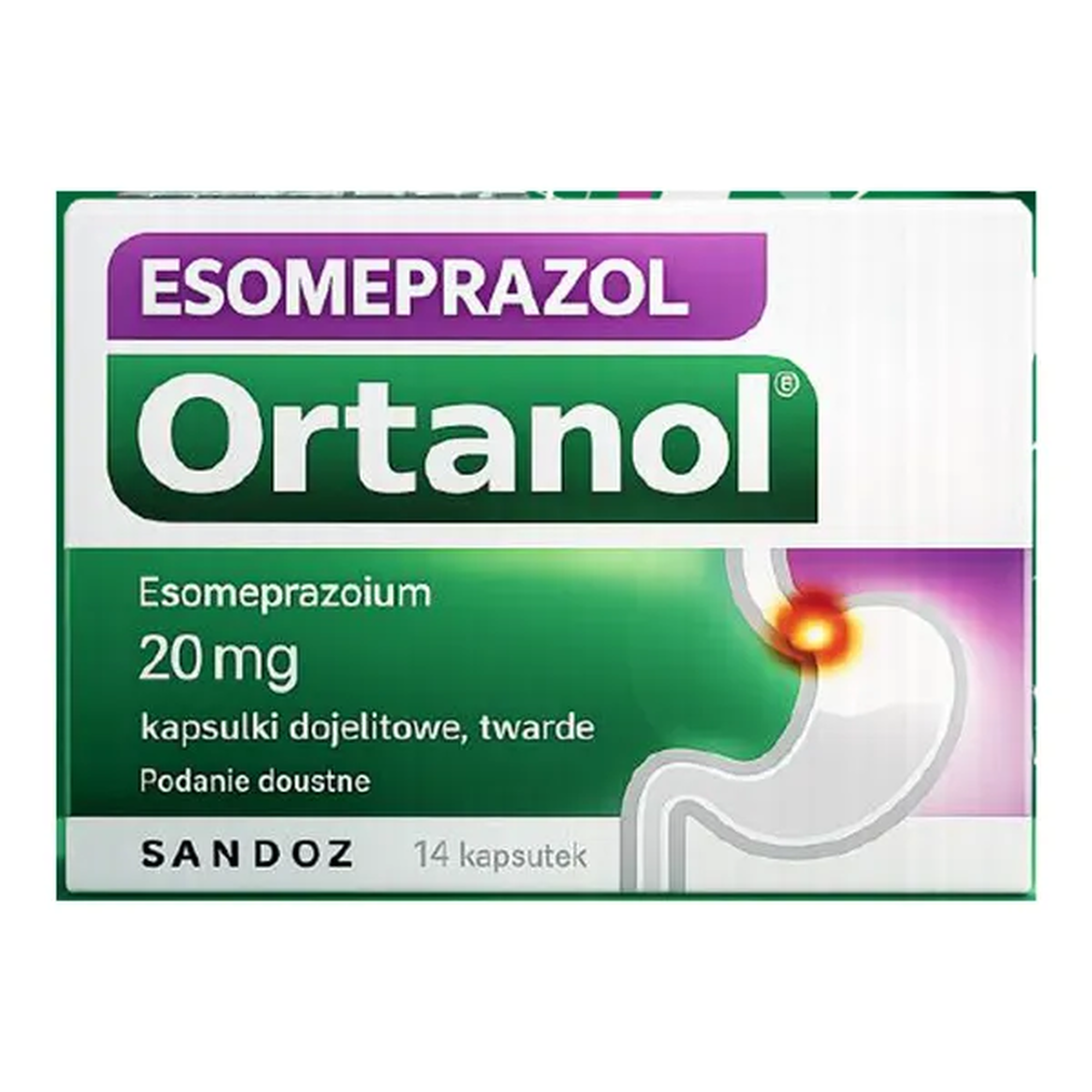 Esomeprazol Ortanol 20 mg, 14 kapsułek zdjęcie
