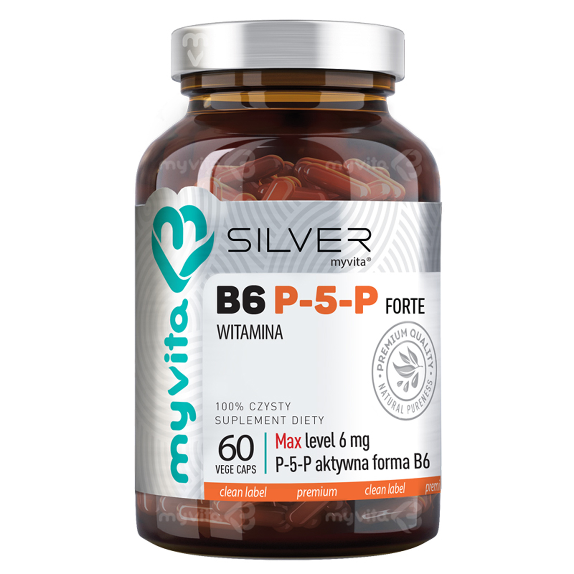 MyVita Silver Pure 100 % Witamina B6 P5P Forte, 60 kaps., cena, opinie, wskazania zdjęcie