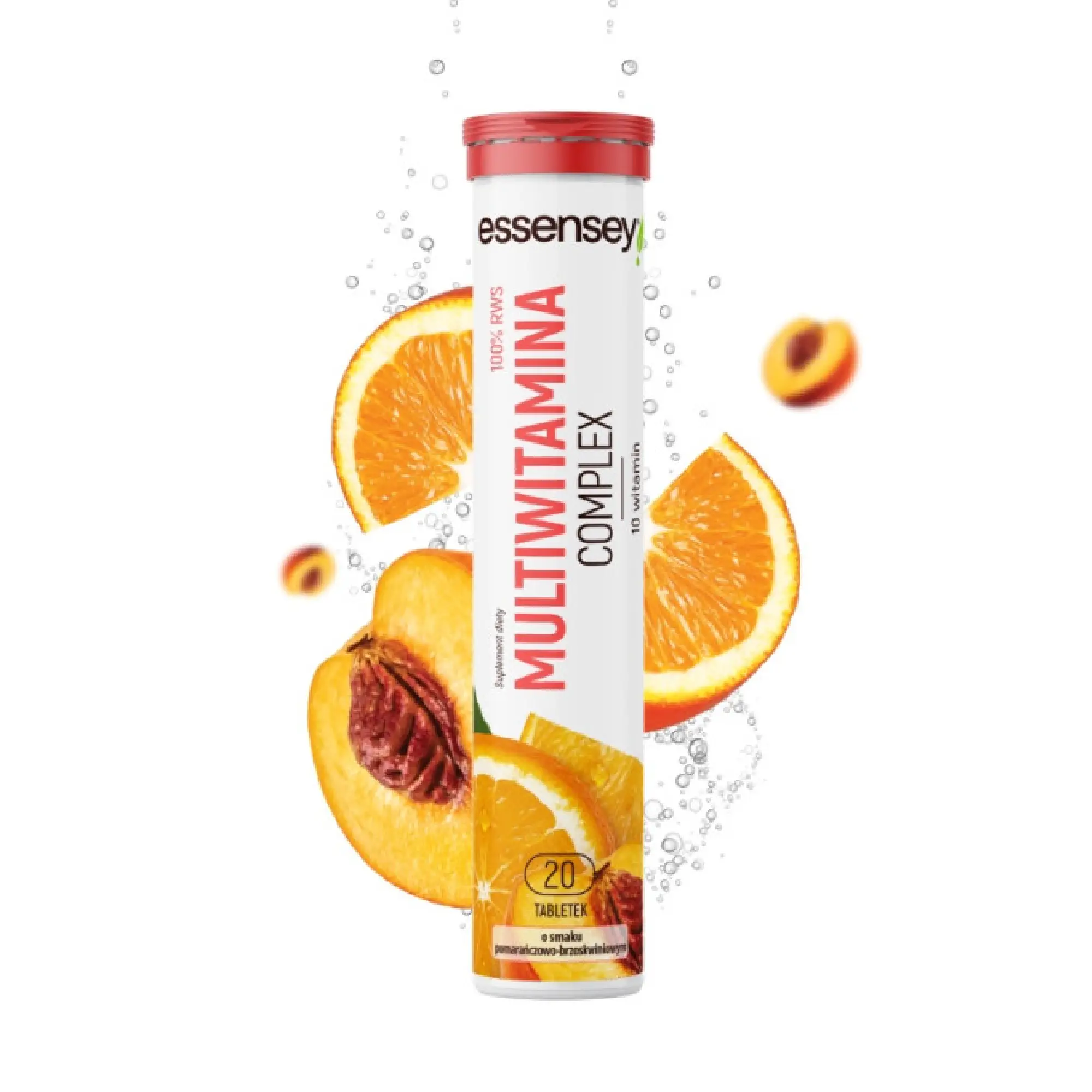 Essensey Multiwitamina Complex Pomarańcza Brzoskwinia, tabletki musujące, 20 sztuk zdjęcie