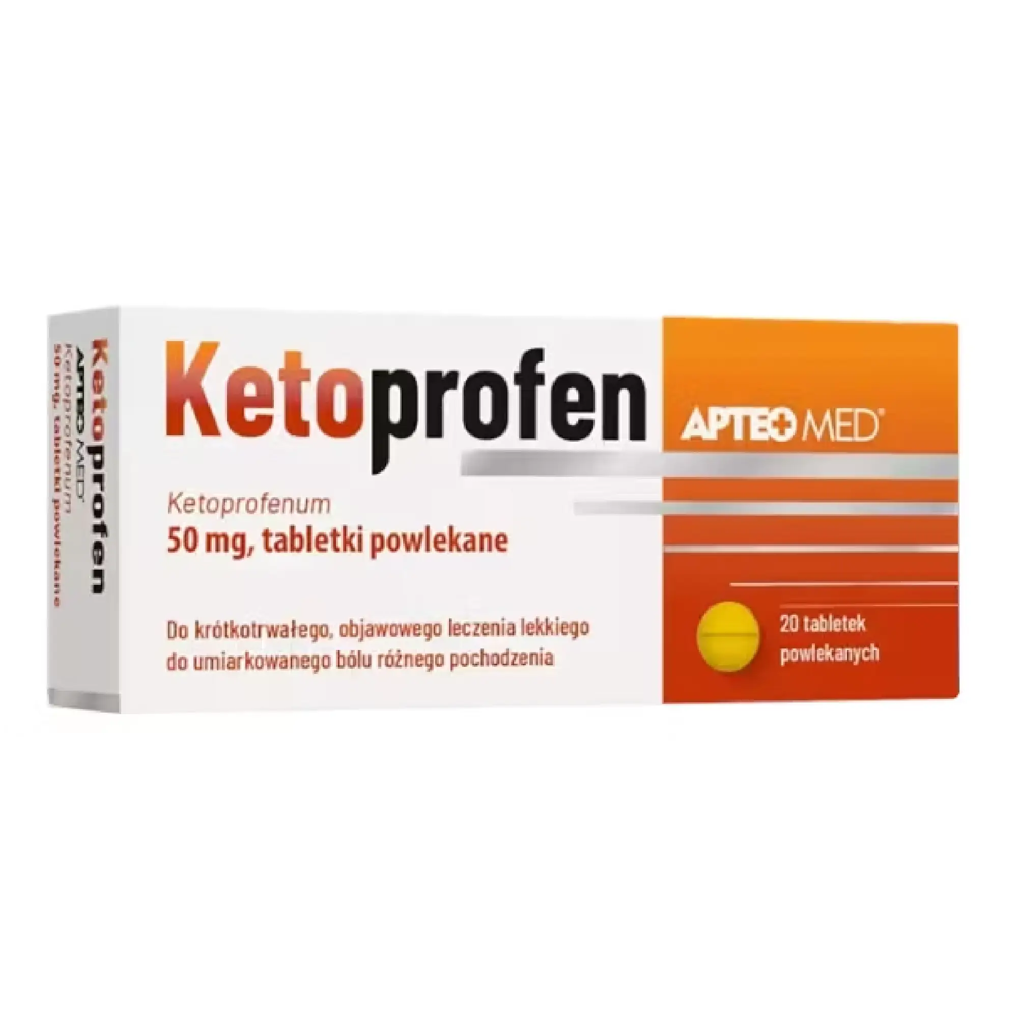 Ketoprofen Apteo Med, 50 mg, tabletki powlekane, 20 sztuk zdjęcie