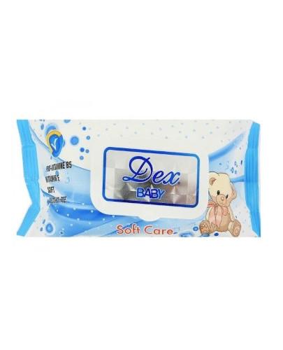 DEX BABY Soft Care Chusteczki nawilżane dla dzieci z klipsem niebieskie, 72 sztuki zdjęcie