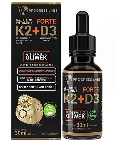 Progress Labs Naturalne Witaminy K2 MK-7 + D3 Forte - 30 ml - cena, opinie, wlaściwości zdjęcie